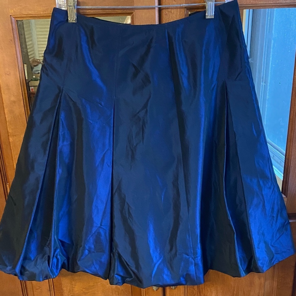 Talbots Satin A-Line Bubble Skirt in Deep Blue